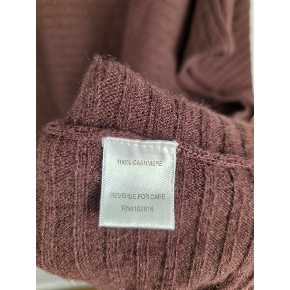Garnet Hill 100% Cashmere Ribbed Cowl Neck Cape Sweater Burgundy Womens Small - Picture 7 of 8